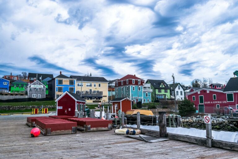 Colourful buildings on the harbour at Lunenburg