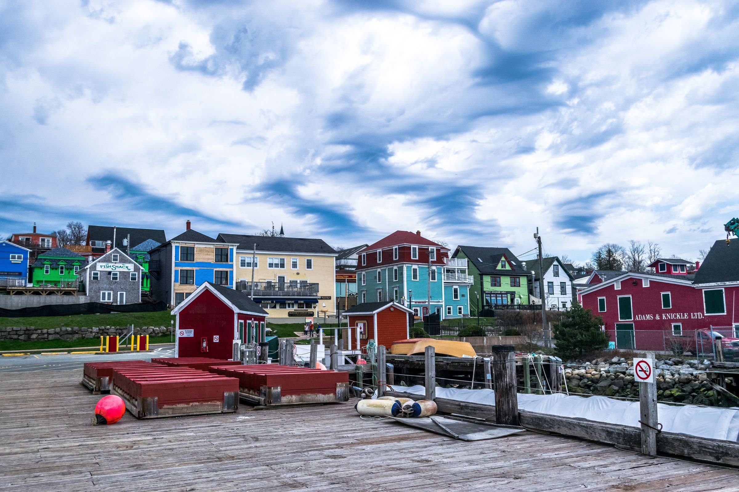 Colourful buildings on the harbour at Lunenburg