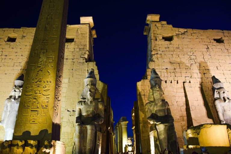 Luxor Temple lit up at night