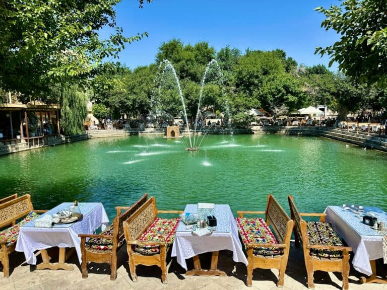 The Lyabi-Hauz pool in Bukhara, Uzbekistan