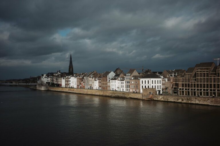Maastricht's riverside buildings