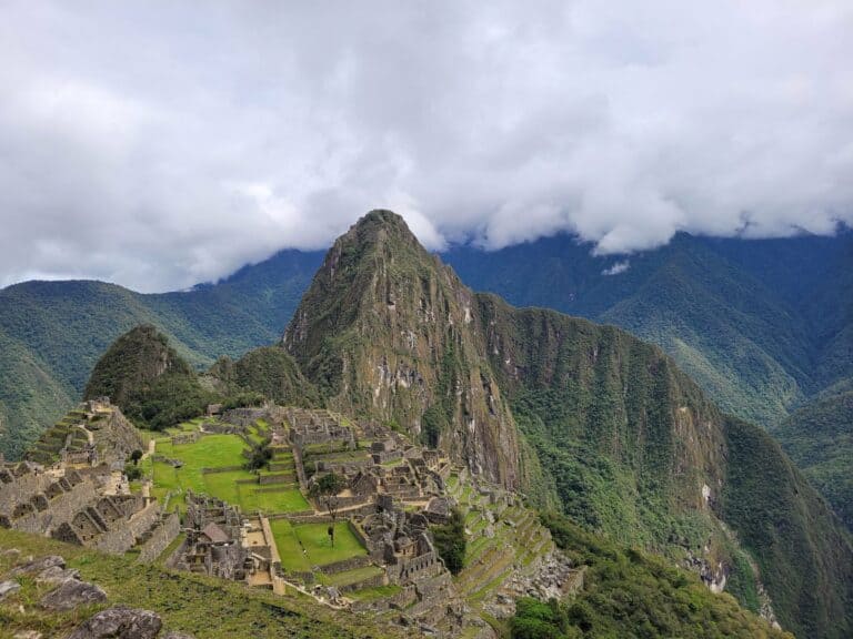 Machu Picchu among the Andes mountains, Peru