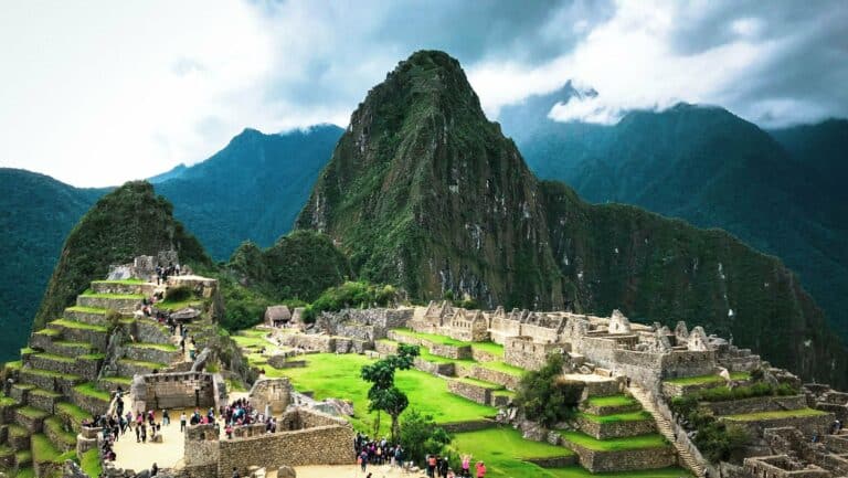 The Inca citadel of Machu Picchu below Huayna Picchu, Peru