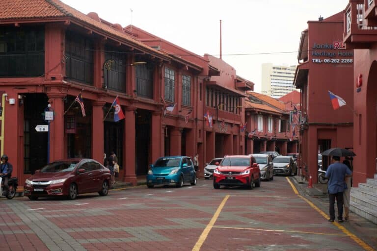 The red colonial buildings of Malacca's old town, Malaysia