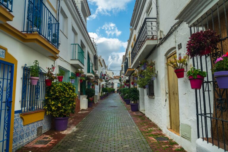 A flower-filled alley in Marbella's old town