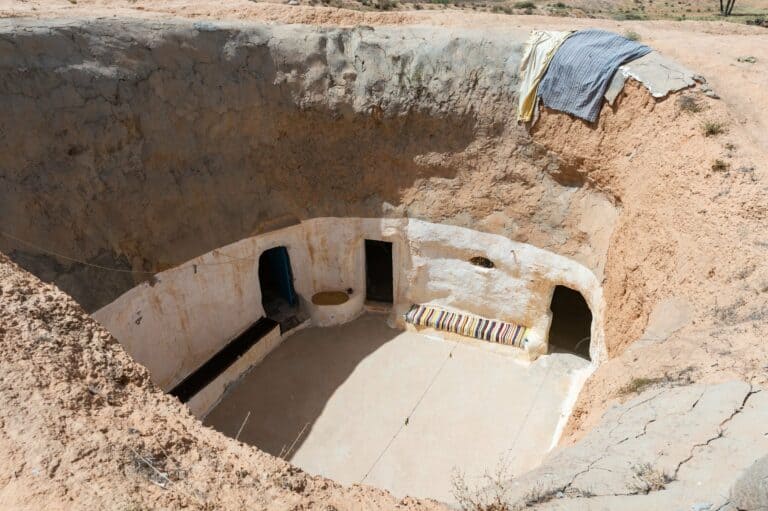 A traditional underground cave dwelling in Matmata, Tunisia