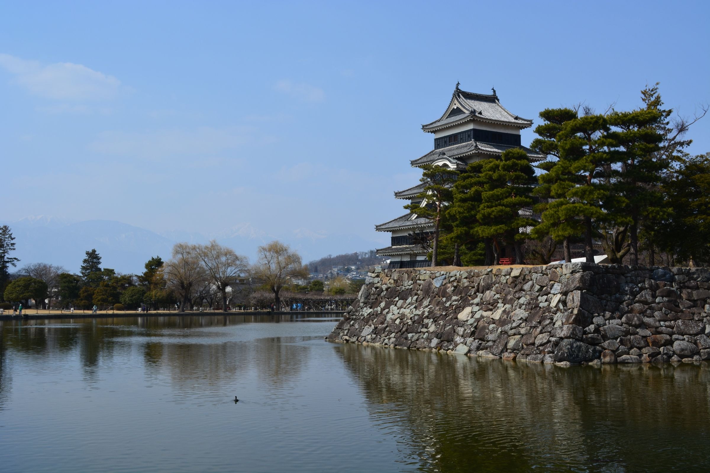 Matsumoto Castle above its moat