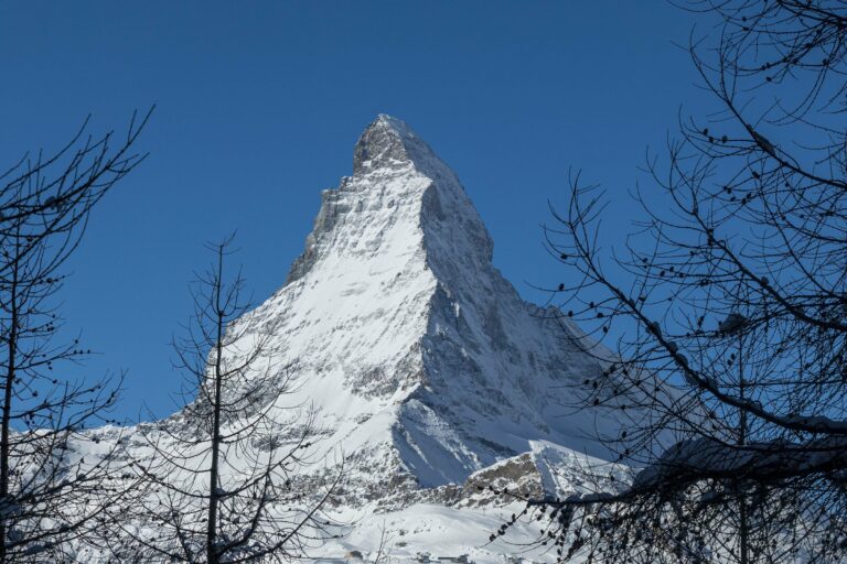 The snow-capped Matterhorn above Zermatt