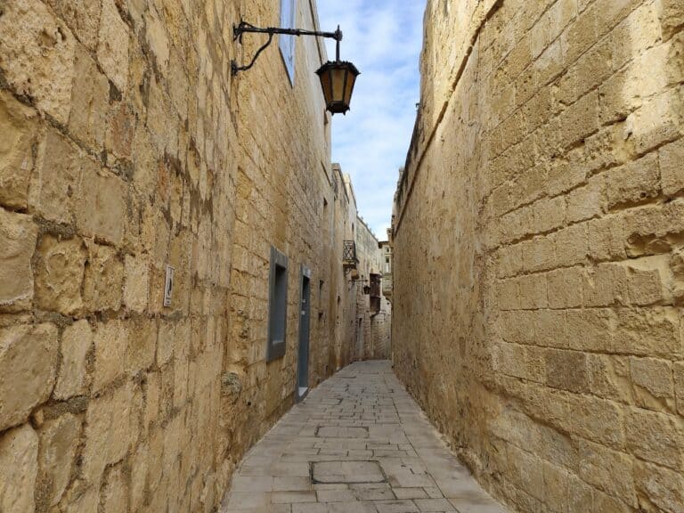 A narrow stone lane in Mdina, Malta