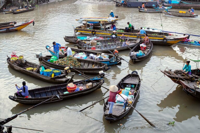A floating market in the Mekong Delta