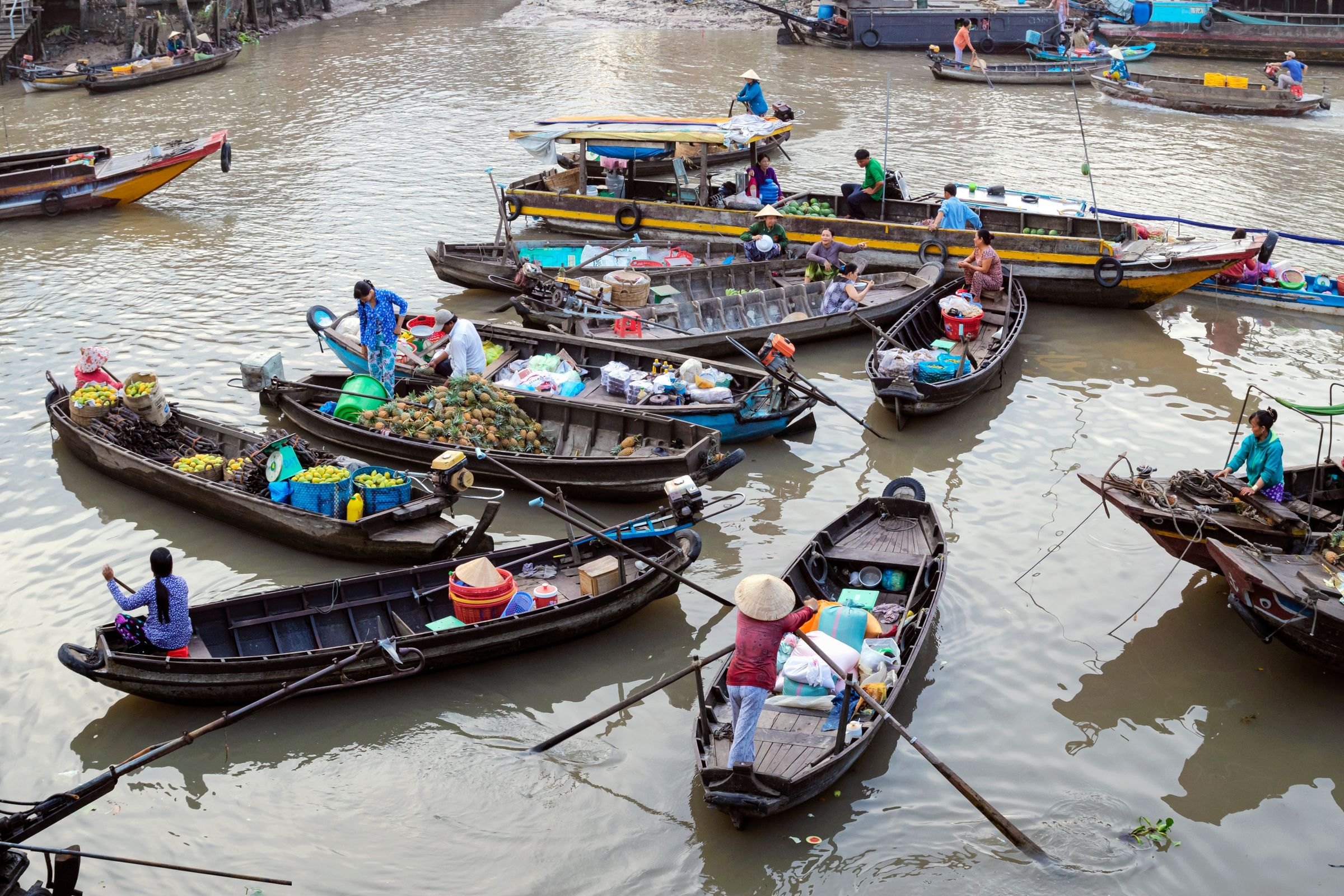 A floating market in the Mekong Delta