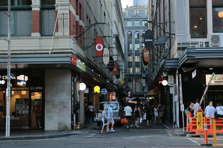 A busy laneway in central Melbourne
