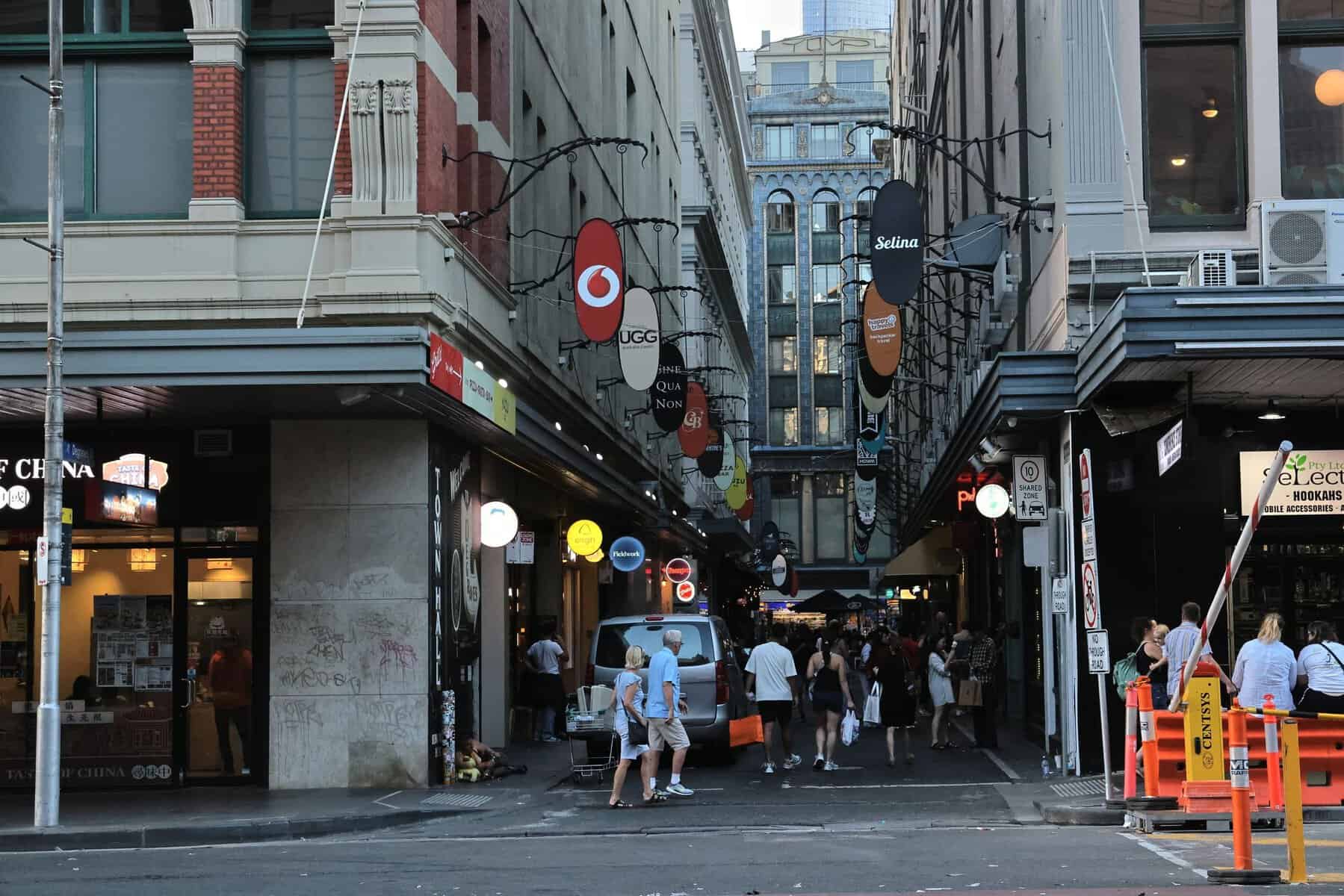 A busy laneway in central Melbourne