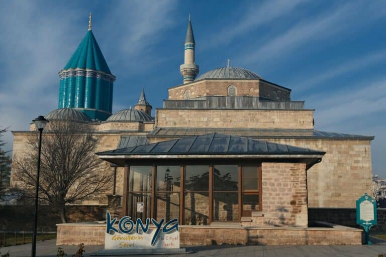 The Mevlana Museum in Konya with its turquoise dome