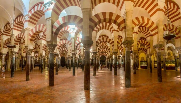 The striped arches of the Mezquita in Córdoba, Spain