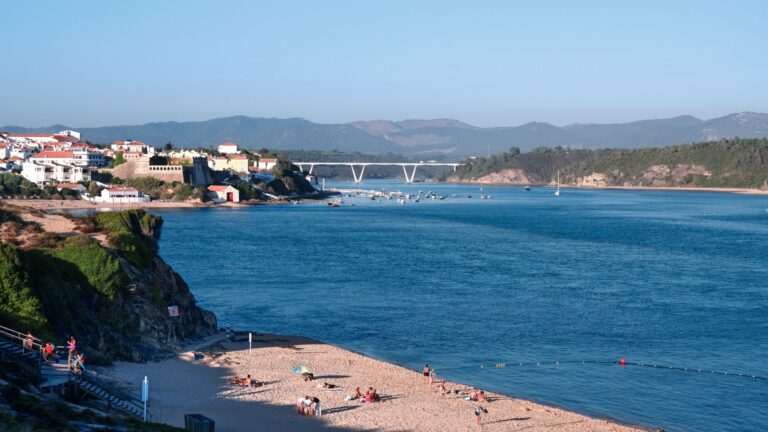 The beach and river bridge at Vila Nova de Milfontes