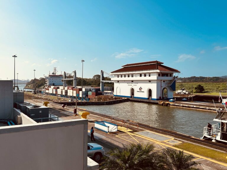 The Miraflores Locks on the Panama Canal