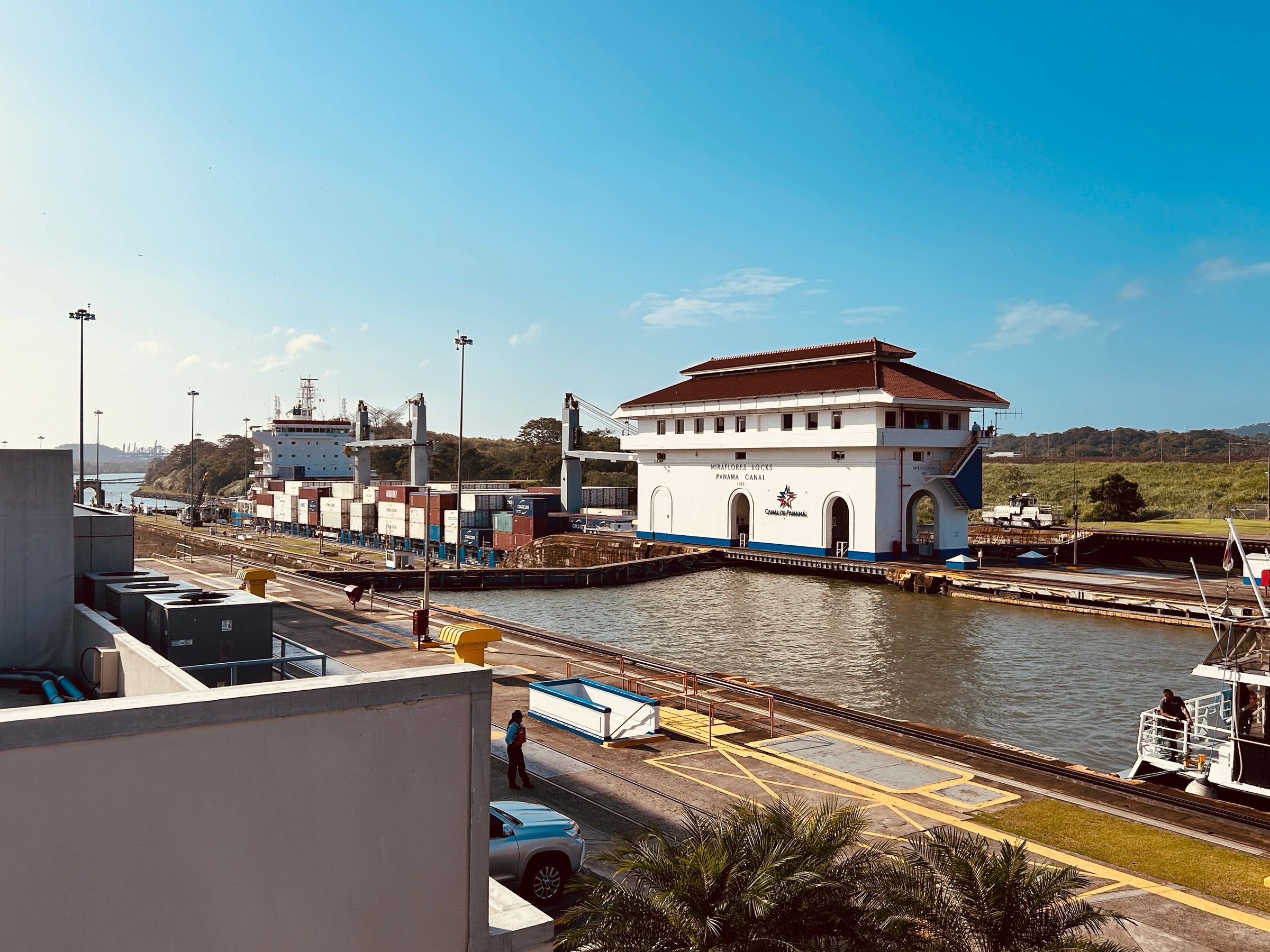 The Miraflores Locks on the Panama Canal