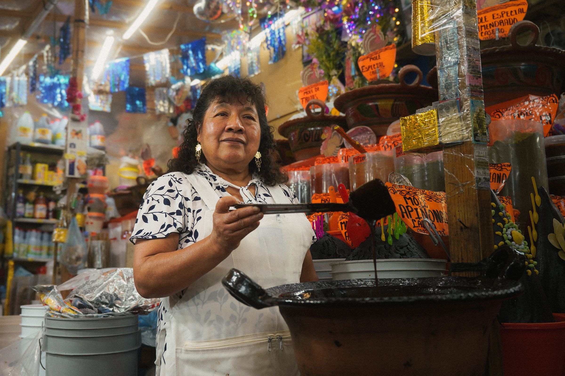 Mole sauce served at a market in Mexico City