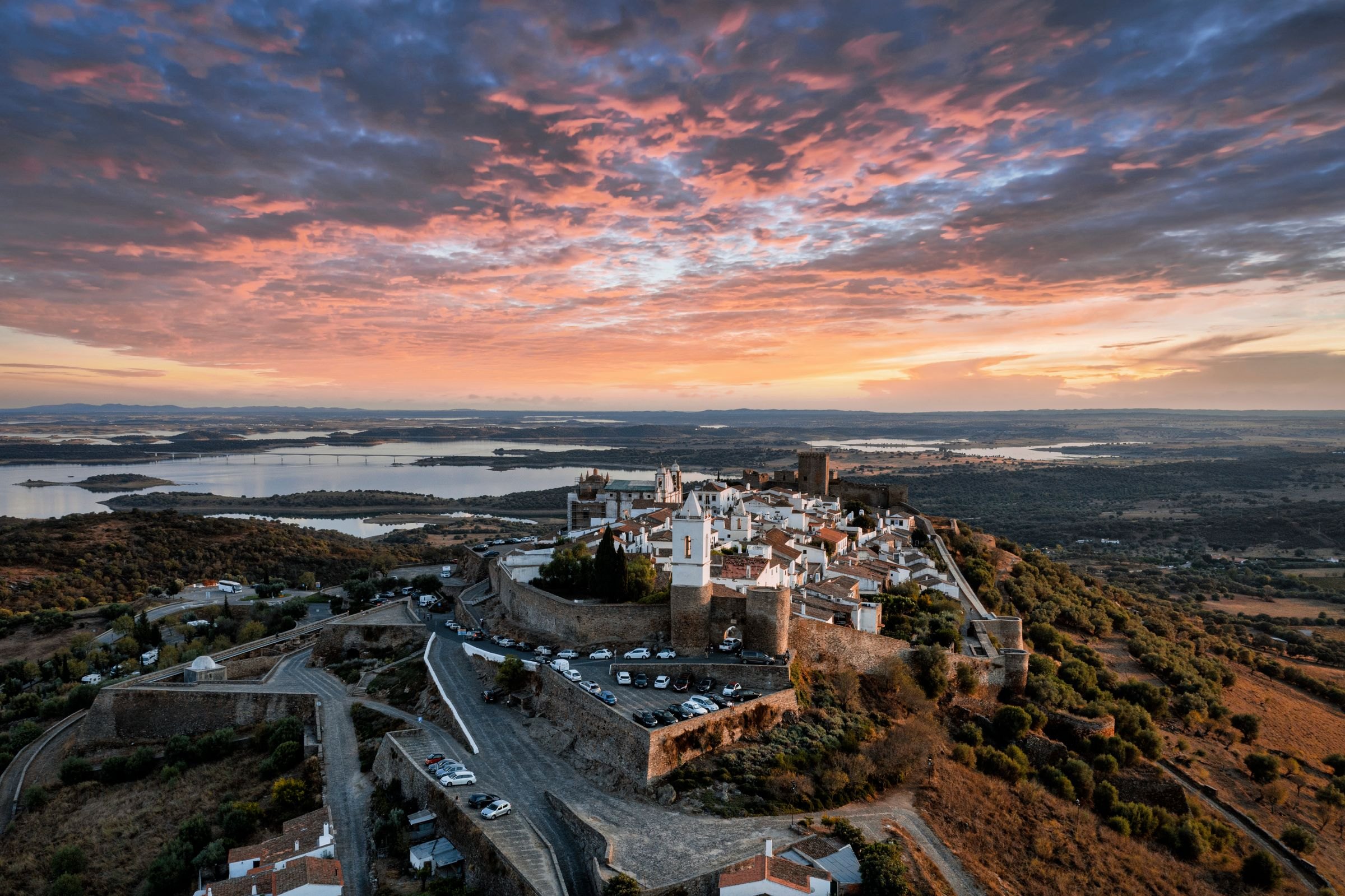 Sunset over Monsaraz and Lake Alqueva