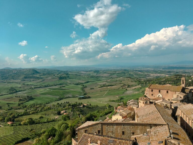 Montepulciano above the Tuscan countryside