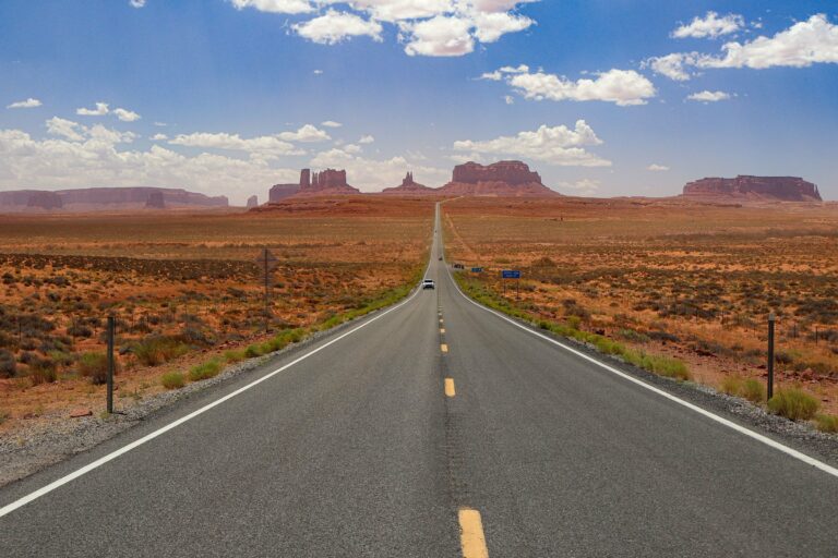 The road through Monument Valley