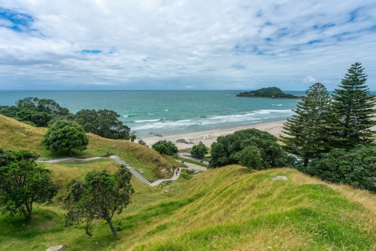 The coast below Mount Maunganui in the Bay of Plenty