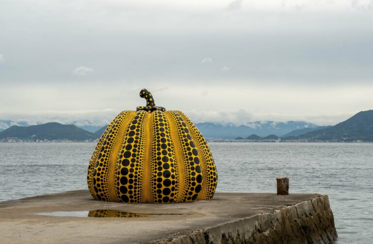 The yellow pumpkin sculpture on Naoshima