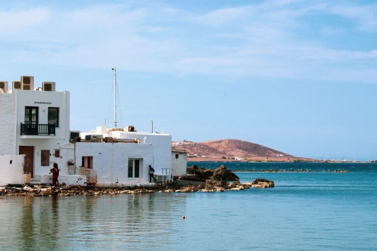 White houses by the sea in Naoussa, Paros