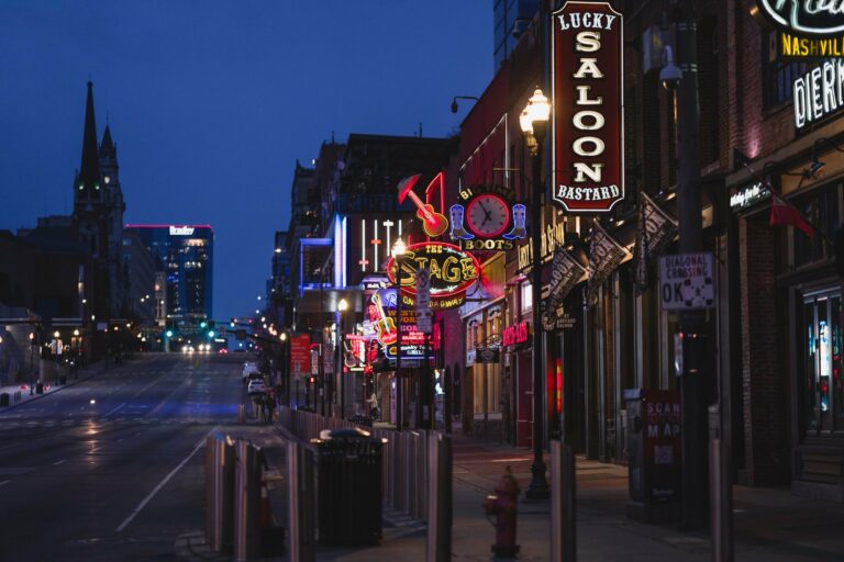 Neon signs on Broadway in Nashville