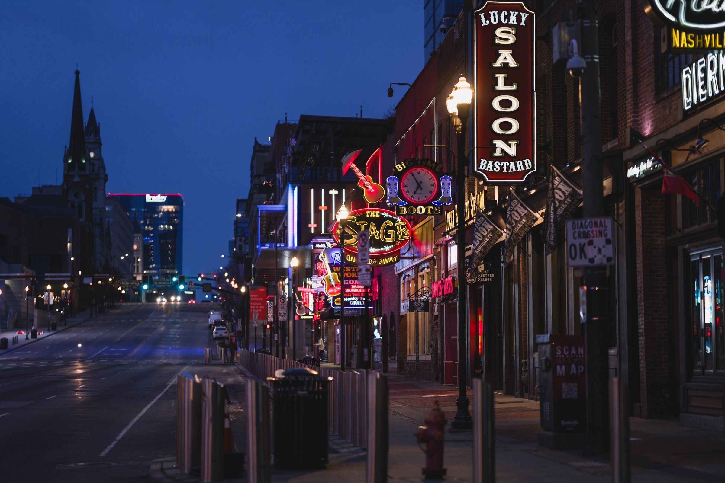 Neon signs on Broadway in Nashville