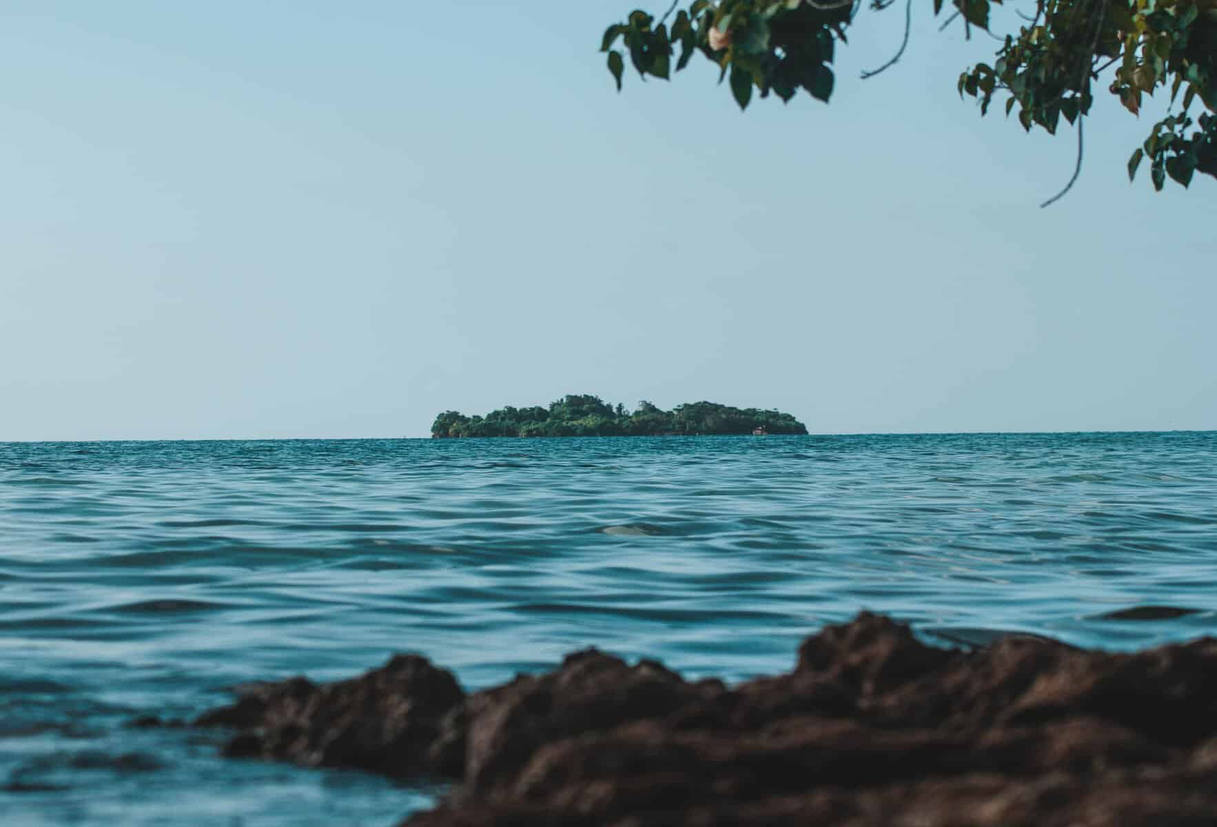 The coast at Negril, Jamaica, under a clear sky