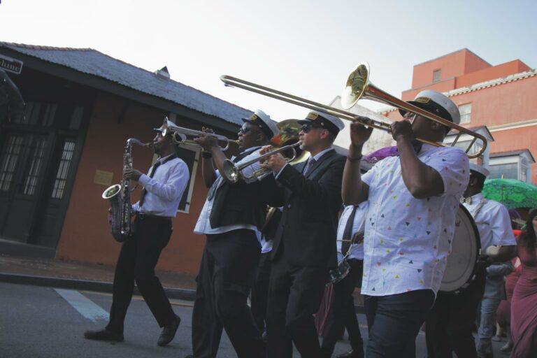 A jazz band playing in the street in New Orleans