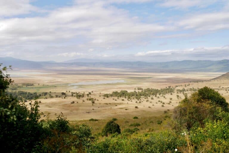 A panoramic view over Ngorongoro Crater, Tanzania