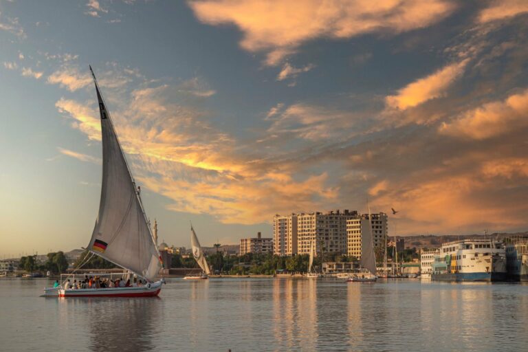 A felucca on the Nile at sunset