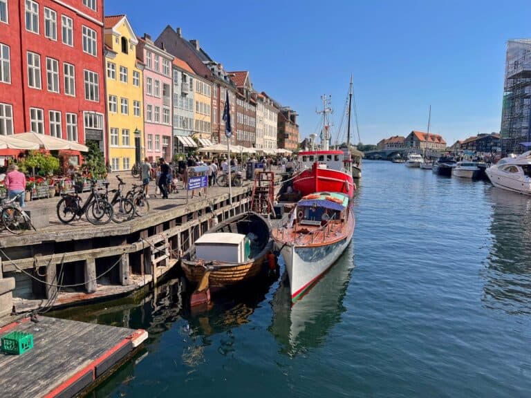 Colourful houses and boats along Nyhavn, Copenhagen