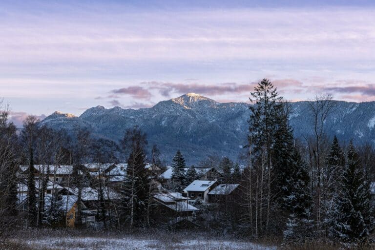 Oberammergau beneath snow-capped mountains