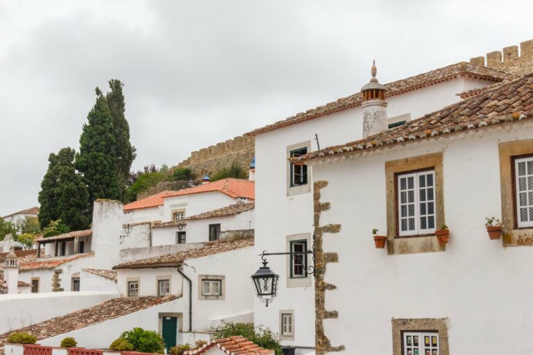 Whitewashed houses and medieval walls in Obidos