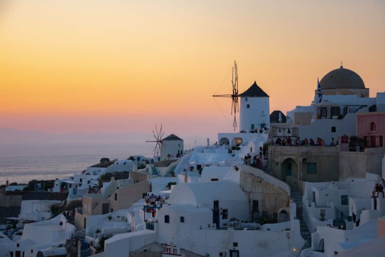 Sunset over Oia on Santorini