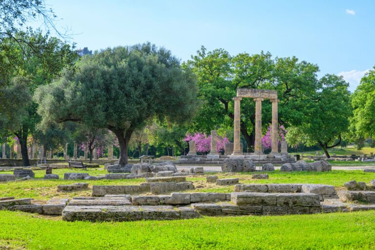 Ancient ruins among the trees at Olympia