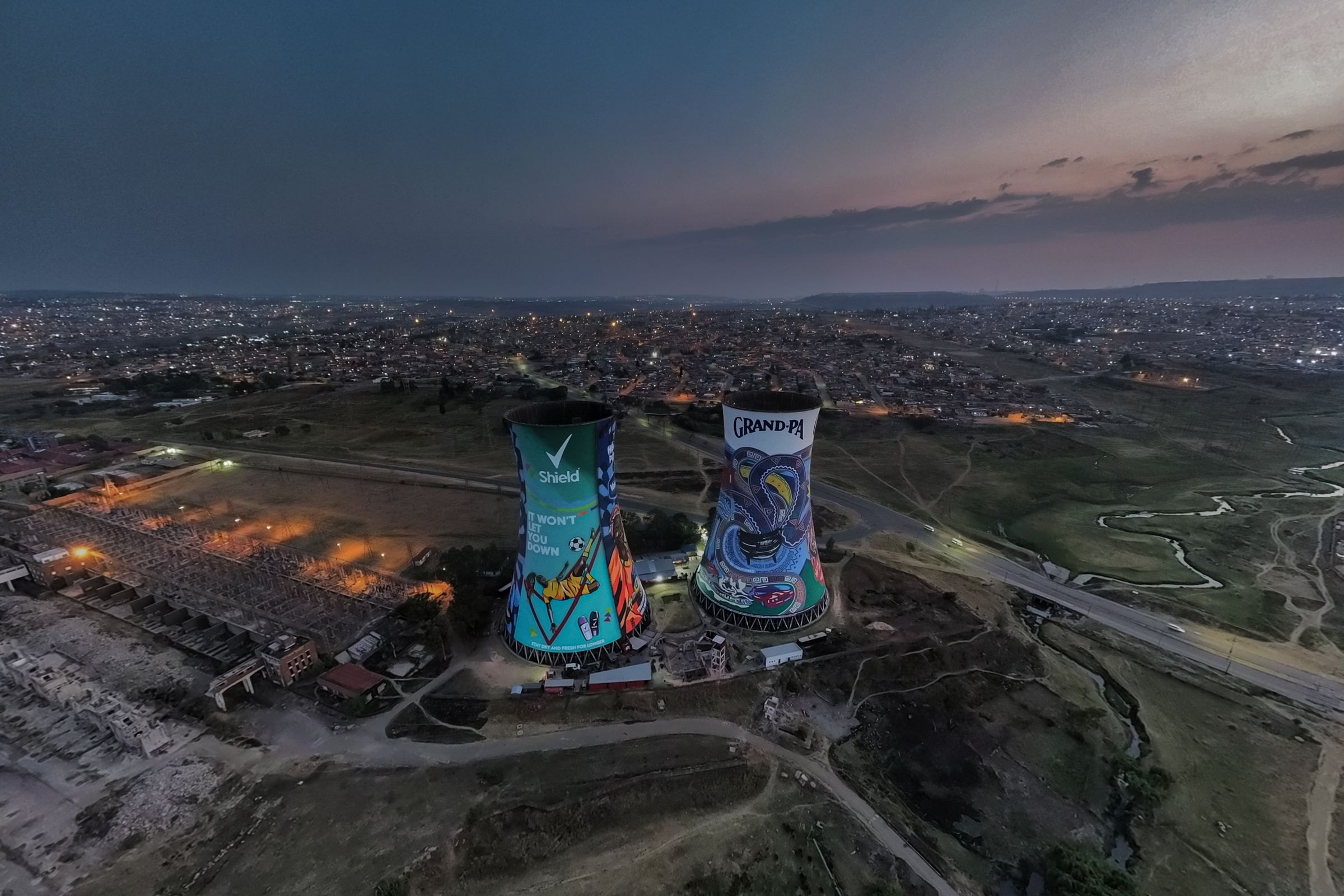 The painted Orlando Towers in Soweto