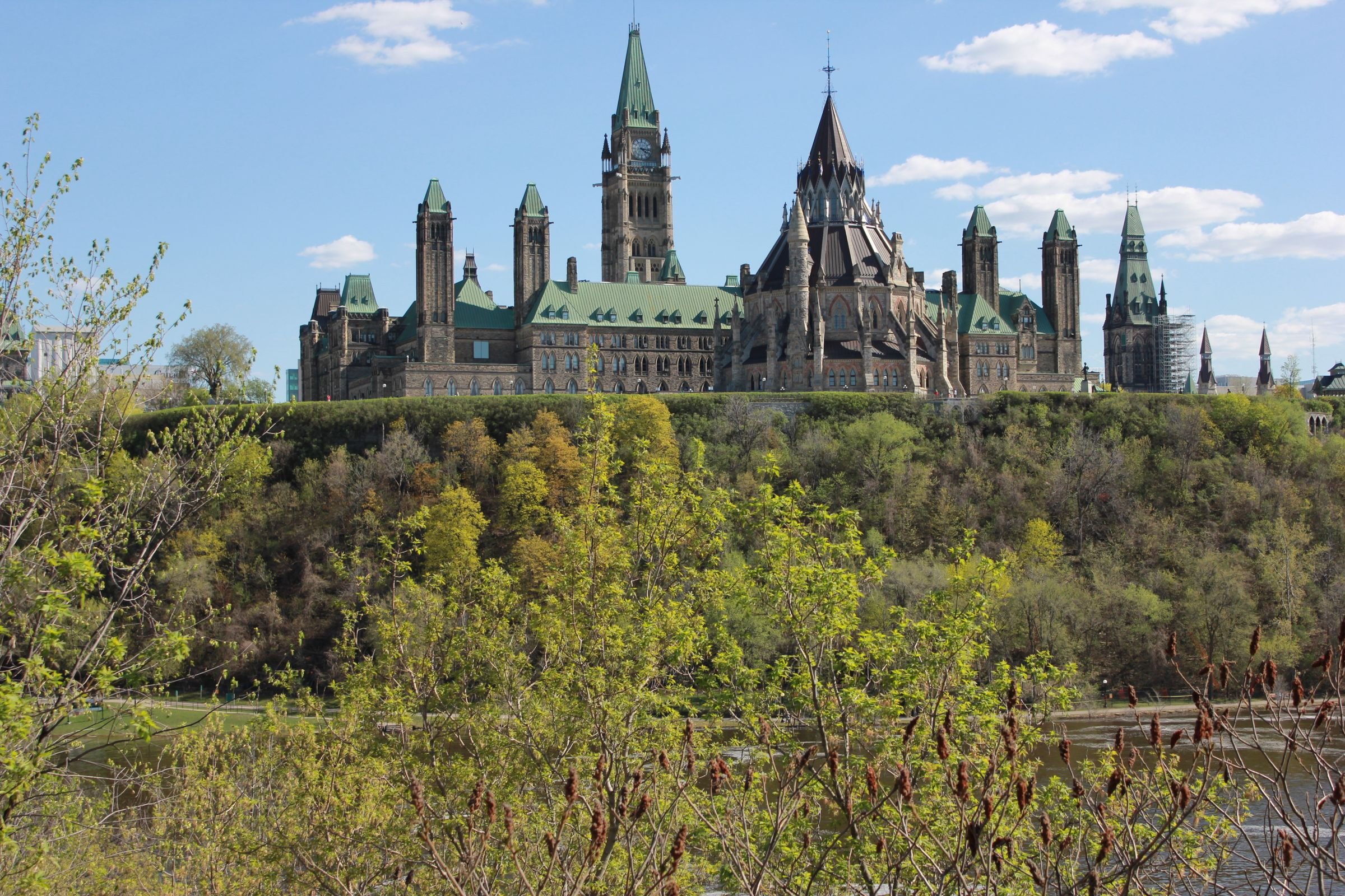 Parliament Hill above the river in Ottawa
