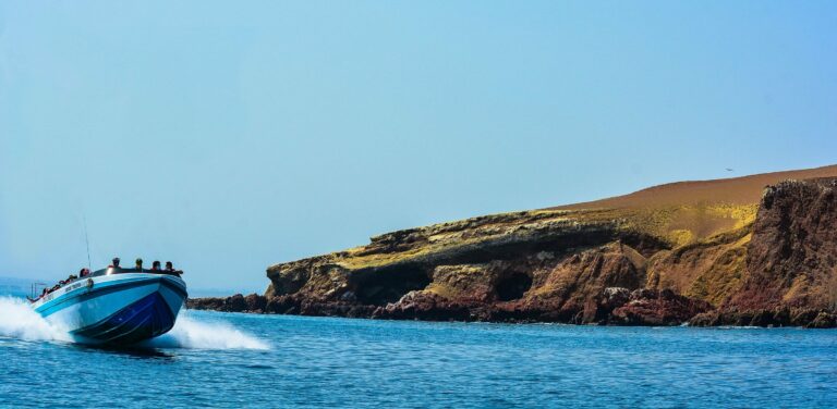 A boat off the cliffs of Paracas
