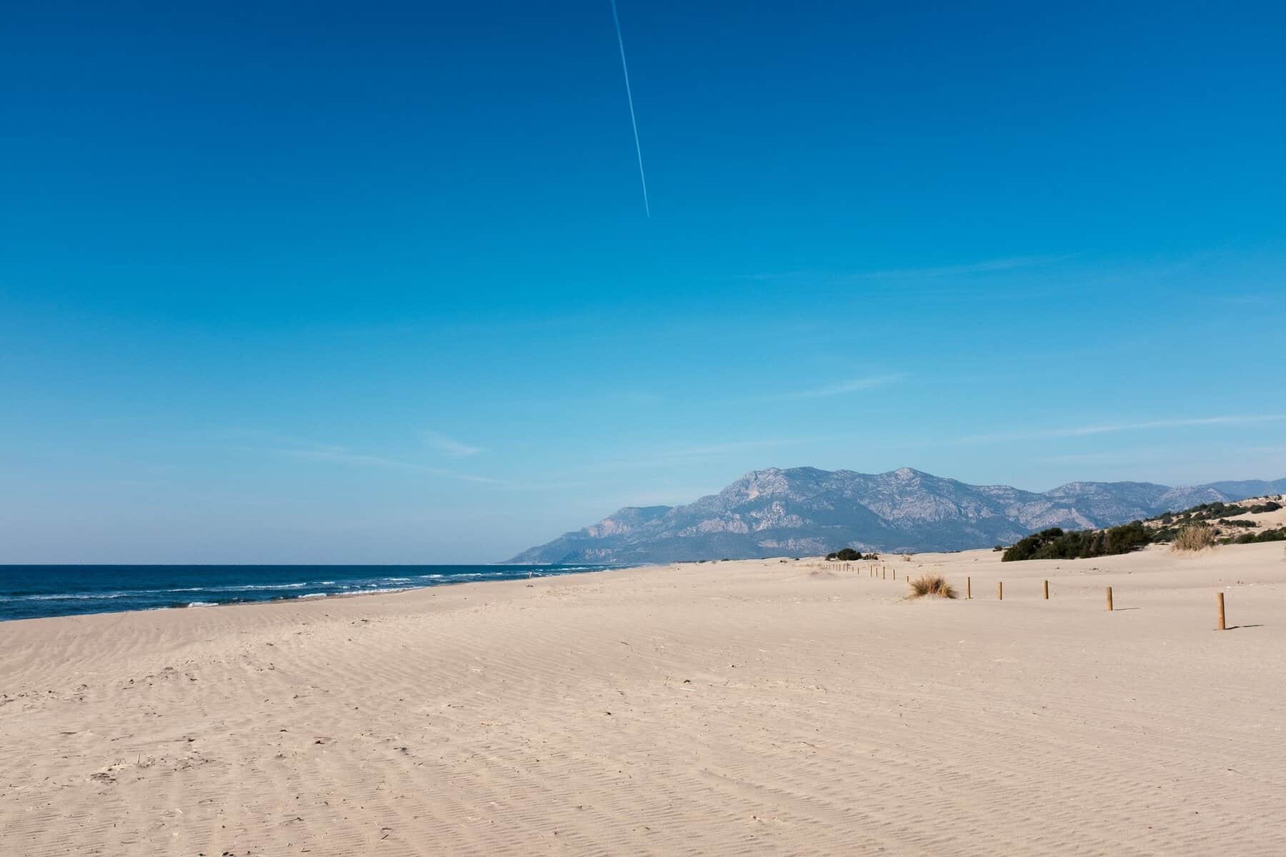 The long sandy beach at Patara, Turkey
