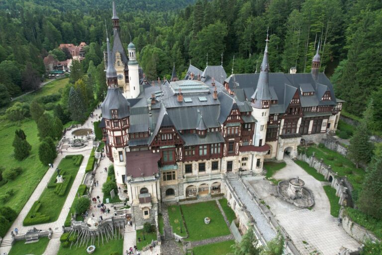 Peleș Castle from the air
