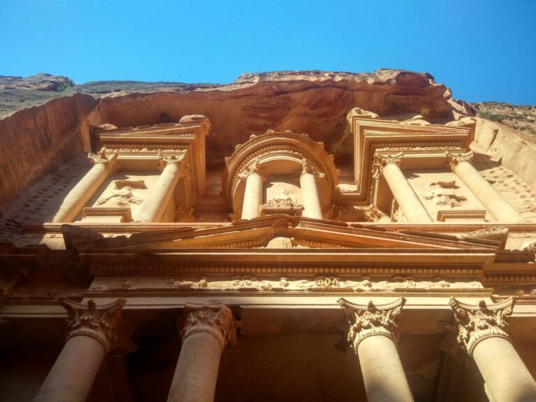 The carved facade of the Treasury at Petra