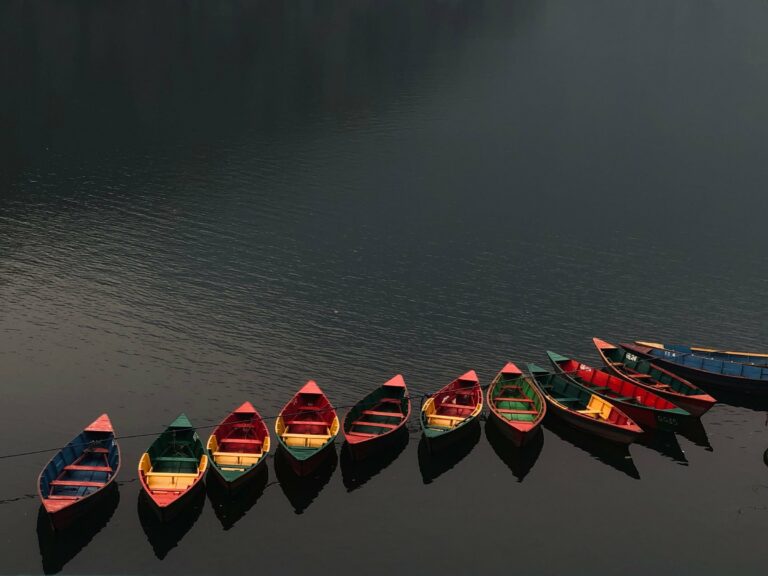 Colourful boats on Phewa Lake, Pokhara