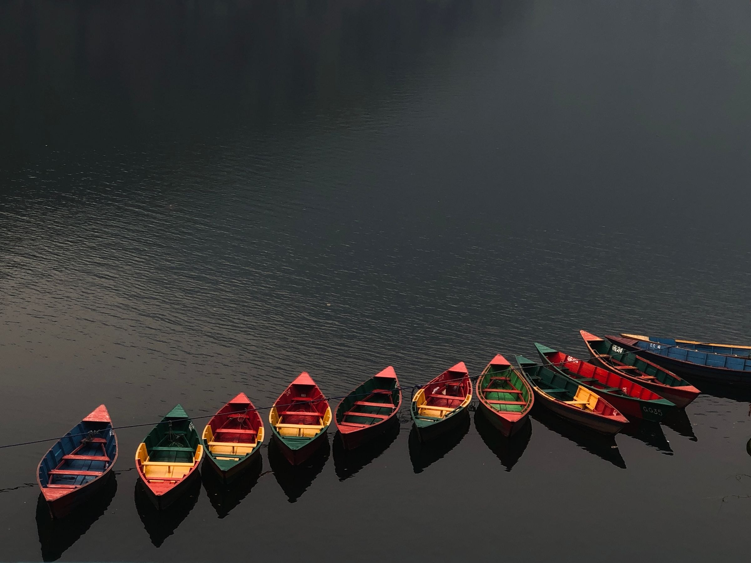 Colourful boats on Phewa Lake, Pokhara