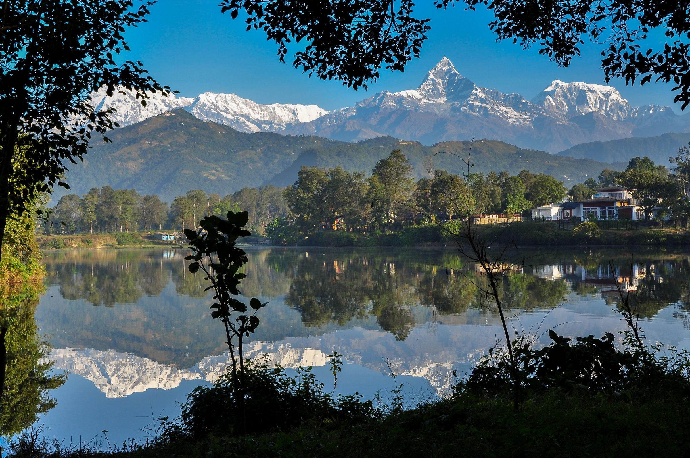 Machhapuchhare reflected in Phewa Lake, Pokhara