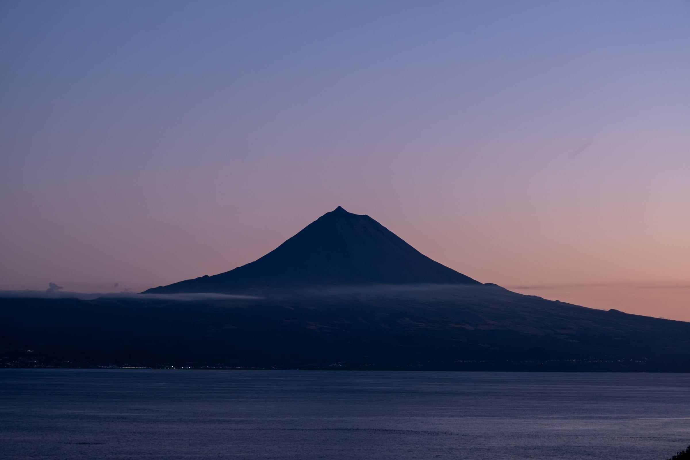Mount Pico silhouetted at dusk